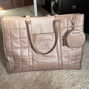 Steve Madden Checkerboard Tote Bag with Coin Purse in Taupe